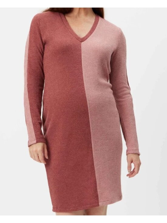 None Dresses & Skirts - Women's Stowaway Colorblock Maternity Sweater Dress Earthtones Size XL New !!!!
